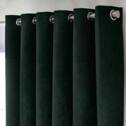 Chenille Blackout Ring Top Eyelet Curtains - Green / 117cm / 229cm - thumbnail 2
