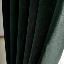 Chenille Blackout Ring Top Eyelet Curtains - Green / 117cm / 229cm - thumbnail 4