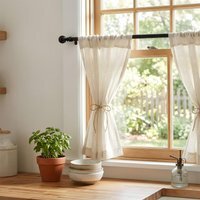 Extendable Metal Ball Curtain Pole Kit - Matt Black / 120cm