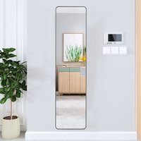 2 in 1 Rectangular Metal Full-length Wall Mirror - Black / 47cm - image 1