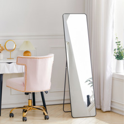 2 in 1 Rectangular Metal Full-length Wall Mirror - Black / 47cm - thumbnail 5