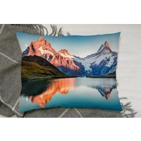 Fantastic Evening Panorama Of Bachalp Lake Cushion - Blue - image 1