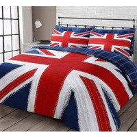 Reversible Proud Union Jack Duvet Set - Blue / Double - image 1