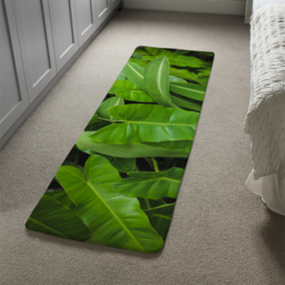Abstract background of dark green leaves Designer Runner Rug - Green - thumbnail 4
