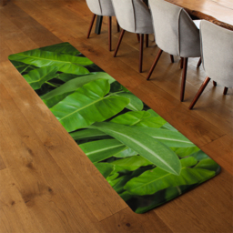 Abstract background of dark green leaves Designer Runner Rug - Green - thumbnail 3