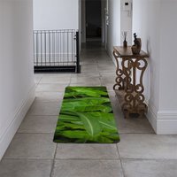 Abstract background of dark green leaves Designer Runner Rug - Green - thumbnail 1