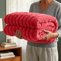 Ribbed Fleece Blanket - Red