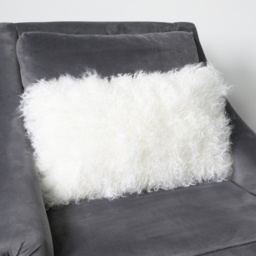 Rectangle Curly Sheepskin Cushion - Natural - thumbnail 2