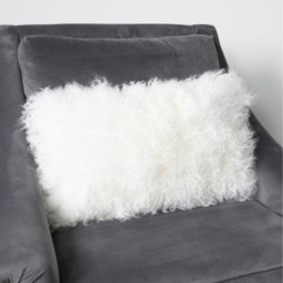 Rectangle Curly Sheepskin Cushion - Natural - thumbnail 3