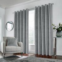 Hampton Grey Blackout Velvet Supersoft Eyelet Curtains - Grey / 168cm / 137cm - image 1