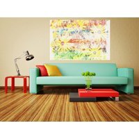 Flower Burst Graphic Art Wrapped on Canvas - Yellow / 46cm - image 1