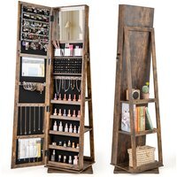 Standing Jewelry Organizer with Full Length Mirror - Brown