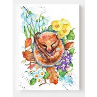 Dormouse in the Meadow Canvas Wall Art - Brown / 30 x 20 in