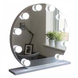 Audrey Round Hollywood Vanity Mirror with LED Lights - Silver - thumbnail 4