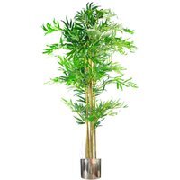 Artificial Bamboo Tree With Metal Planter Indoor Plant - Green