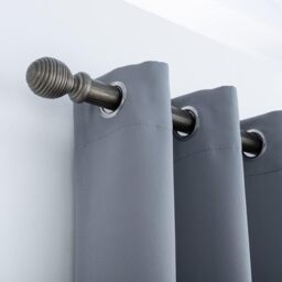 A.Unique Home Ribbed Wooden Curtain Pole with Rings and Fittings (35mm) - Brushed Olive / 150cm - thumbnail 4