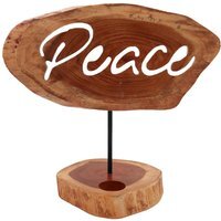 Handmade Wooden Candle Holders - Peace - Brown