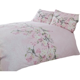 Eloise Floral Polycotton Duvet Set With Pillowcase - Pink / King - thumbnail 3