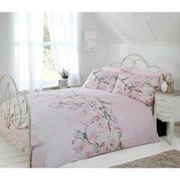 Eloise Floral Polycotton Duvet Set With Pillowcase - Pink / King - thumbnail 1