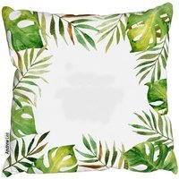 Border Of Botanical Leaves Cushion - Green / 60cm
