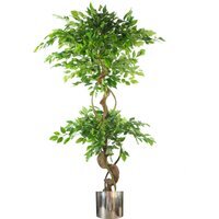 Artificial Twisted Trunk Tree 150cm with Metal Planter - Green