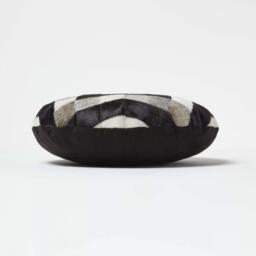 Geometric Star Brown Cream Round Leather Cushion - Black - thumbnail 4