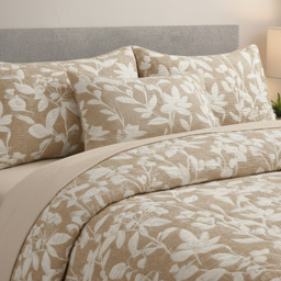 Luxury 3D Jacquard Stunning Leaf Pattern Duvet Set - Natural / Double - thumbnail 2