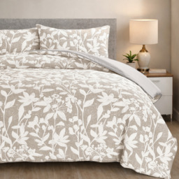Luxury 3D Jacquard Stunning Leaf Pattern Duvet Set - Natural / Double - thumbnail 5