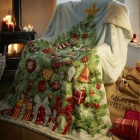 Christmas Tree Fleece Throw - Green/Cream