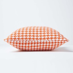 Homescapes Houndstooth Cotton Cushion Cover - Orange - thumbnail 2
