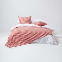 Homescapes Houndstooth Cotton Cushion Cover - Orange - thumbnail 4