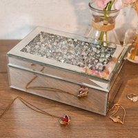 Crushed Diamonds Mirrored Jewellery Box  - Silver - image 1