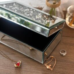 Crushed Diamonds Mirrored Jewellery Box  - Silver - thumbnail 2