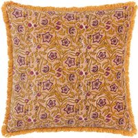 Filagree Floral Cotton Velvet Cushion - Shell / Feather - image 1