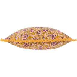 Filagree Floral Cotton Velvet Cushion - Shell / Feather - thumbnail 2