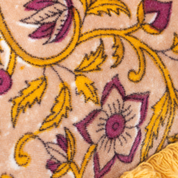 Filagree Floral Cotton Velvet Cushion - Shell / Feather - thumbnail 3