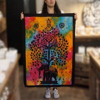 Cotton Wall Art Elephant Tree MultiColor - Multicolor