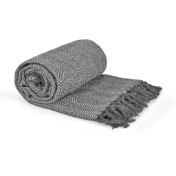 Herringbone Blanket Throw - Silver / 228cm / 254cm - thumbnail 2