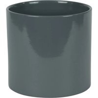 Contemporary Glossy Grey Ceramic Indoor Plant Pot - H13 x W13.5cm / 13.5cm