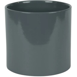 Contemporary Glossy Grey Ceramic Indoor Plant Pot - H13 x W13.5cm / 13.5cm - thumbnail 2