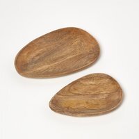 Organic Mango Wood Nesting Serving Trays - Set of 2 - Neutral