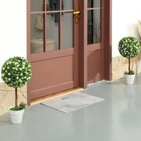 HOMCOM Set of 2 Artificial Ball Topiary Tree with Rose Flower in Pot - White - image 1