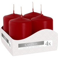 Pack of 4 Small Pillar Candles, Decorative Candles, 40 x 60 mm each - Burgundy - Burgundy
