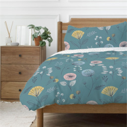 Olia Floral Reversible Duvet Set - Teal / King - thumbnail 3