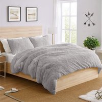 Faux Fur Duvet Cover Set - Silver / 200cm - image 1