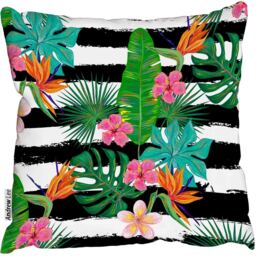 Summer tropical pattern with exotic flowers Outdoor Cushion - Green / 60cm - thumbnail 2