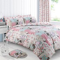Luxury Printed Boutique Bird Floral Pink Duvet Cover and Pillowcase Set - Pink / Single - thumbnail 1