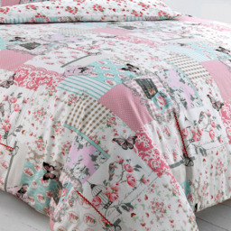 Luxury Printed Boutique Bird Floral Pink Duvet Cover and Pillowcase Set - Pink / Single - thumbnail 2