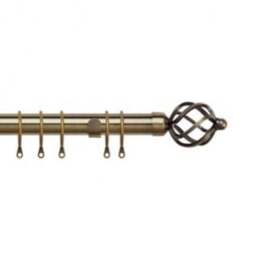 25-28mm Cage End Antique Brass Metal Curtain Pole Set - Antique Brass / 200cm - thumbnail 2