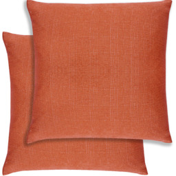 Pair of Matrix Textured Cushion Covers - 43x43cm - Cases Only - Orange - thumbnail 3